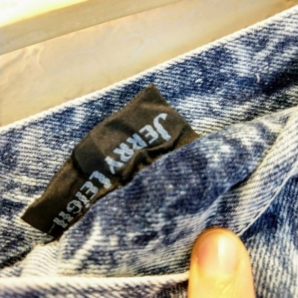 Vintage 80's acid stone wash jean skirt fringe - Picture 8 of 8